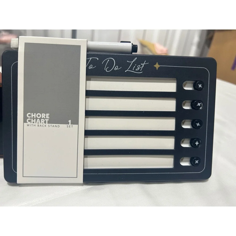 To Do List Chore Chart with Back Stand and Dry Erase Marker Black White 1 Set